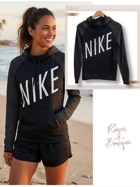 🌿Nike Black White Polka Dot Sweatshirt Hoodie Dri-Fit Women's Extra Small
